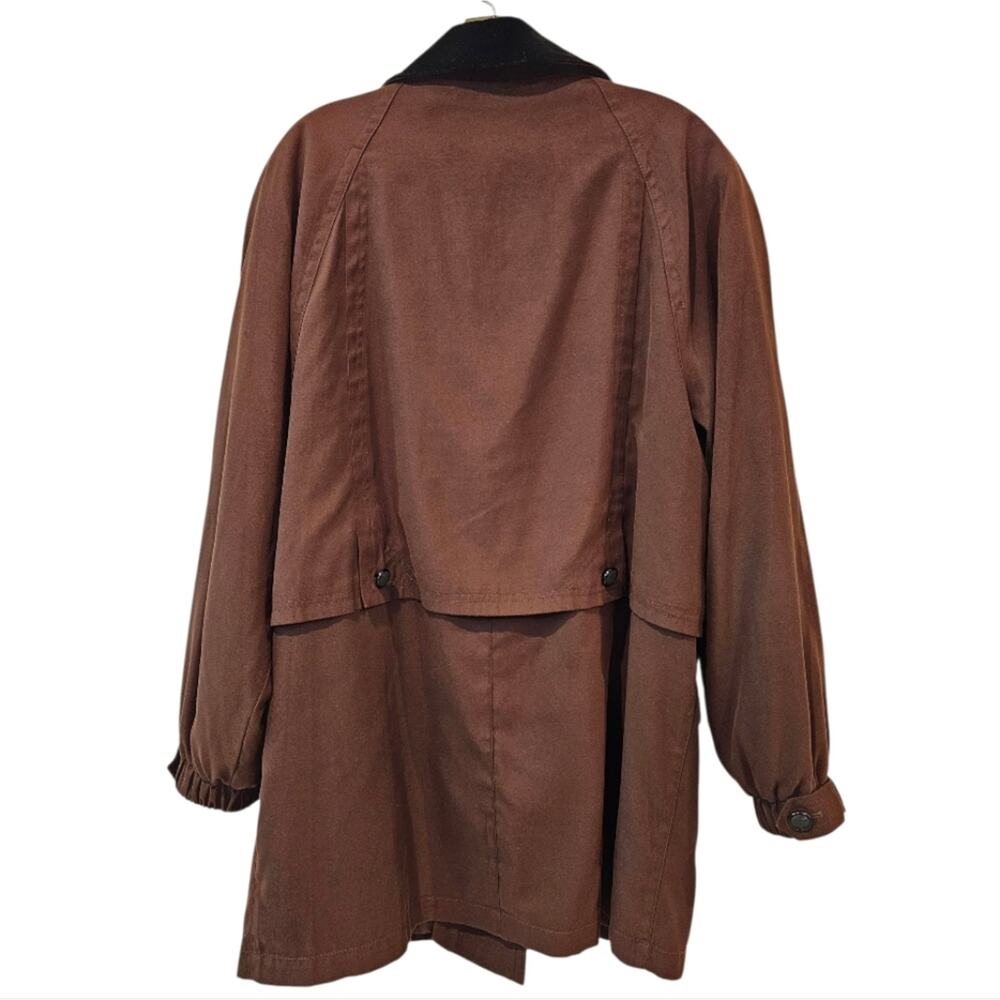 Jacqueline Ferrar Button Up Mid Length Lined Coat Brown Velour Collar Large - Picture 8 of 8